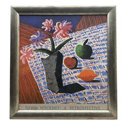 After David Hockney (British 1937-): 'David Hockney - A Retrospective', poster 70cm x 64cm