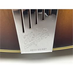 1958 Hofner Senator acoustic guitar with two-tone finish and Hofner label bearing serial no.5315, L104cm overall; in soft carrying case.