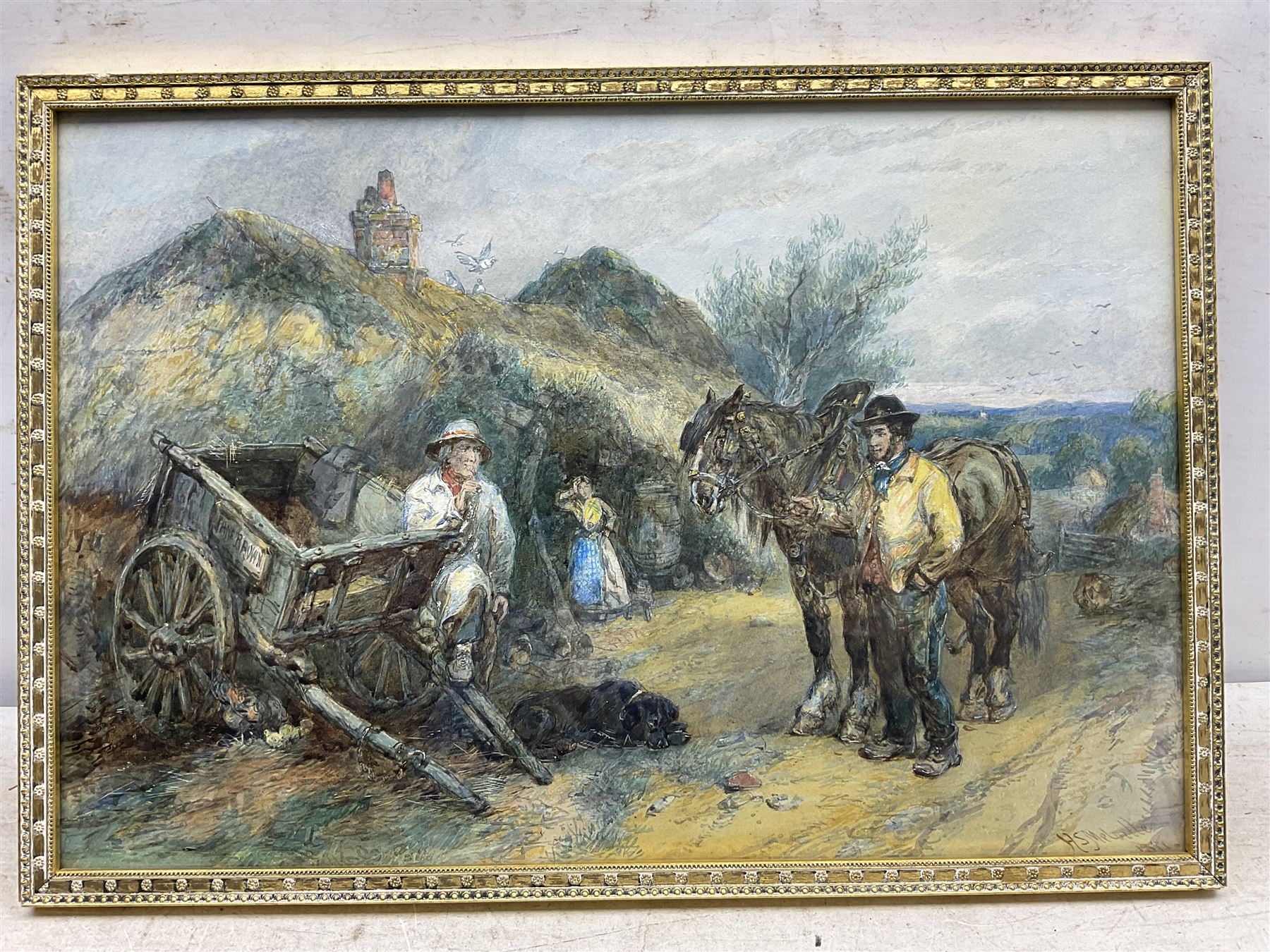 Harden Sidney Melville (British 1824-1894): Market Day Preparations, watercolour signed and dated 18*, 35cm x 52cm 