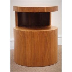  Dwell Furniture walnut circular lamp table, single shaped shelf, D40cm, H50cm  