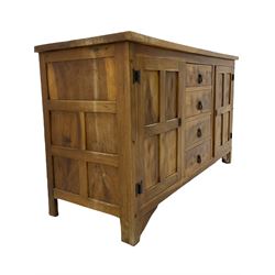 Yorkshire walnut Squirrelman sideboard, adzed top, carved squirrel signature
