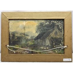 J Gibb (19th century): Scottish Highland Cattle by the Lochside, oil on board signed, further view verso 23cm x 37cm