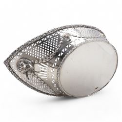 19th century silver plated bread basket, with impressed marks 'T' and 'S' to base, D32cm