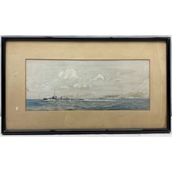 Charles David Jones Bryant (Australian 1883-1937): WWI Naval Convoy, watercolour heightened in white signed and dated '16, 15cm x 37cm
