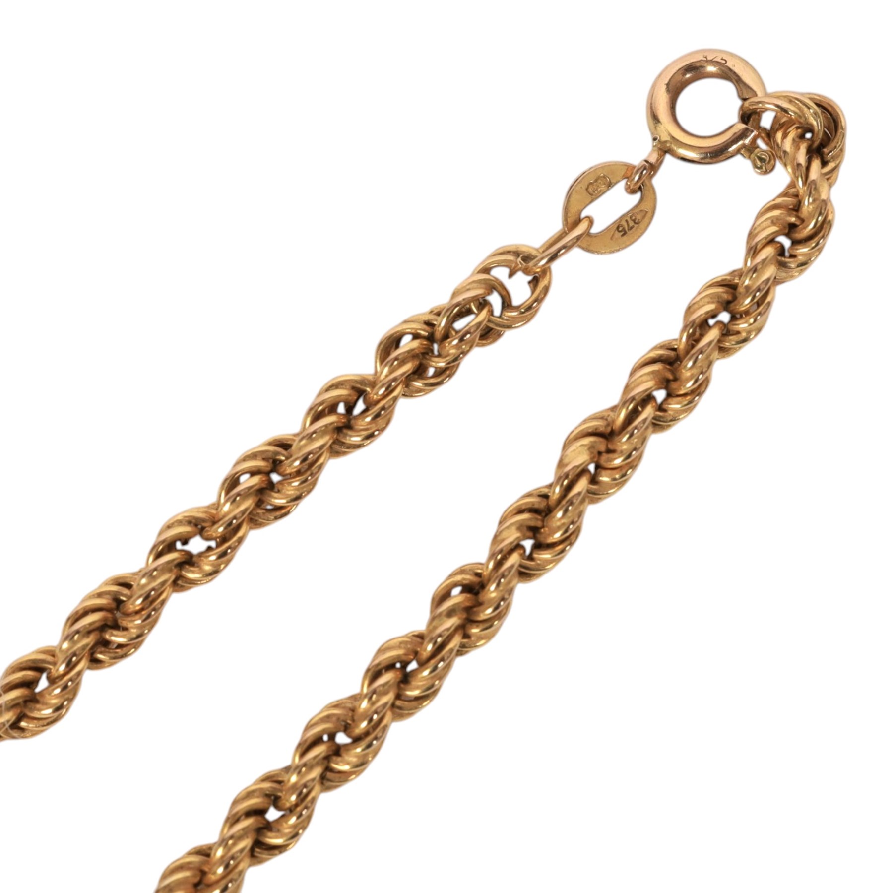 9ct gold rope twist chain necklace, hallmarked