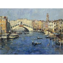 Gordon Radford (British 1936-2015): The Rialto Bridge - Venice, oil on board signed 45cm x 60cm