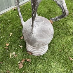 A pair of cast iron garden stag finials on ball bases - THIS LOT IS TO BE COLLECTED BY APPOINTMENT FROM DUGGLEBY STORAGE, GREAT HILL, EASTFIELD, SCARBOROUGH, YO11 3TX