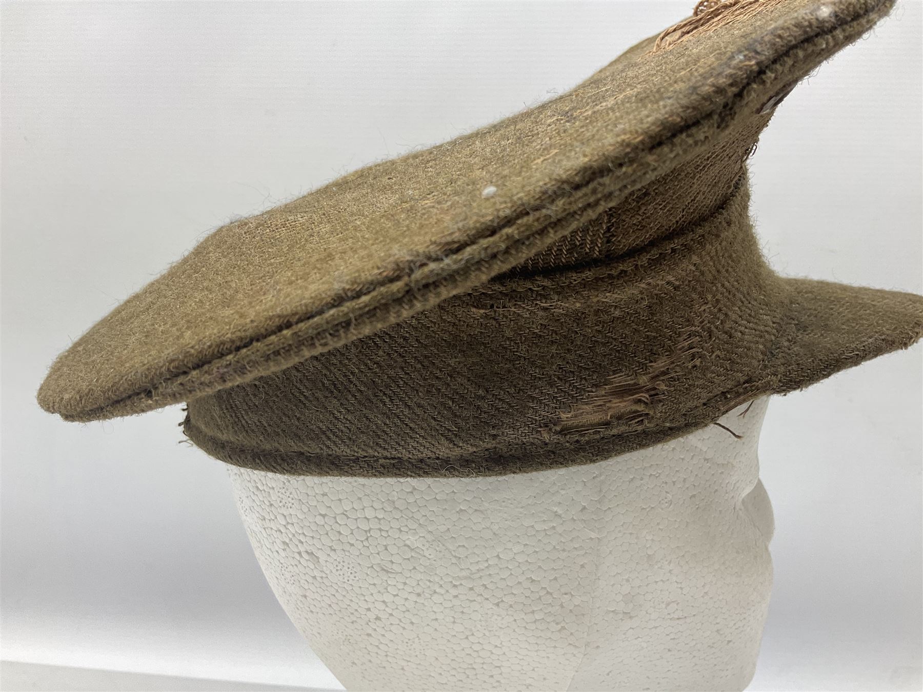 WW1 British Army stiff trench cap with Tank Corps cap badge