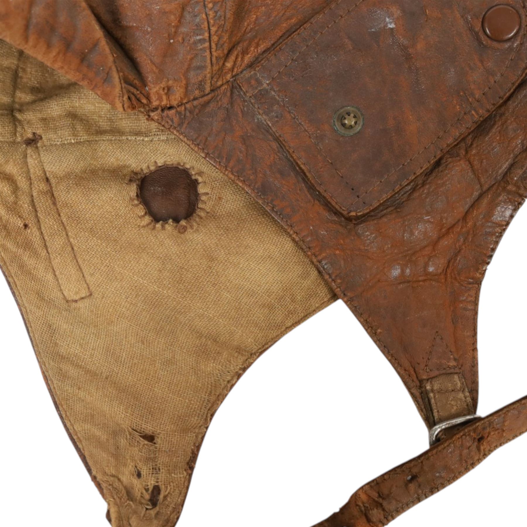 WWI observer's leather flight cap 