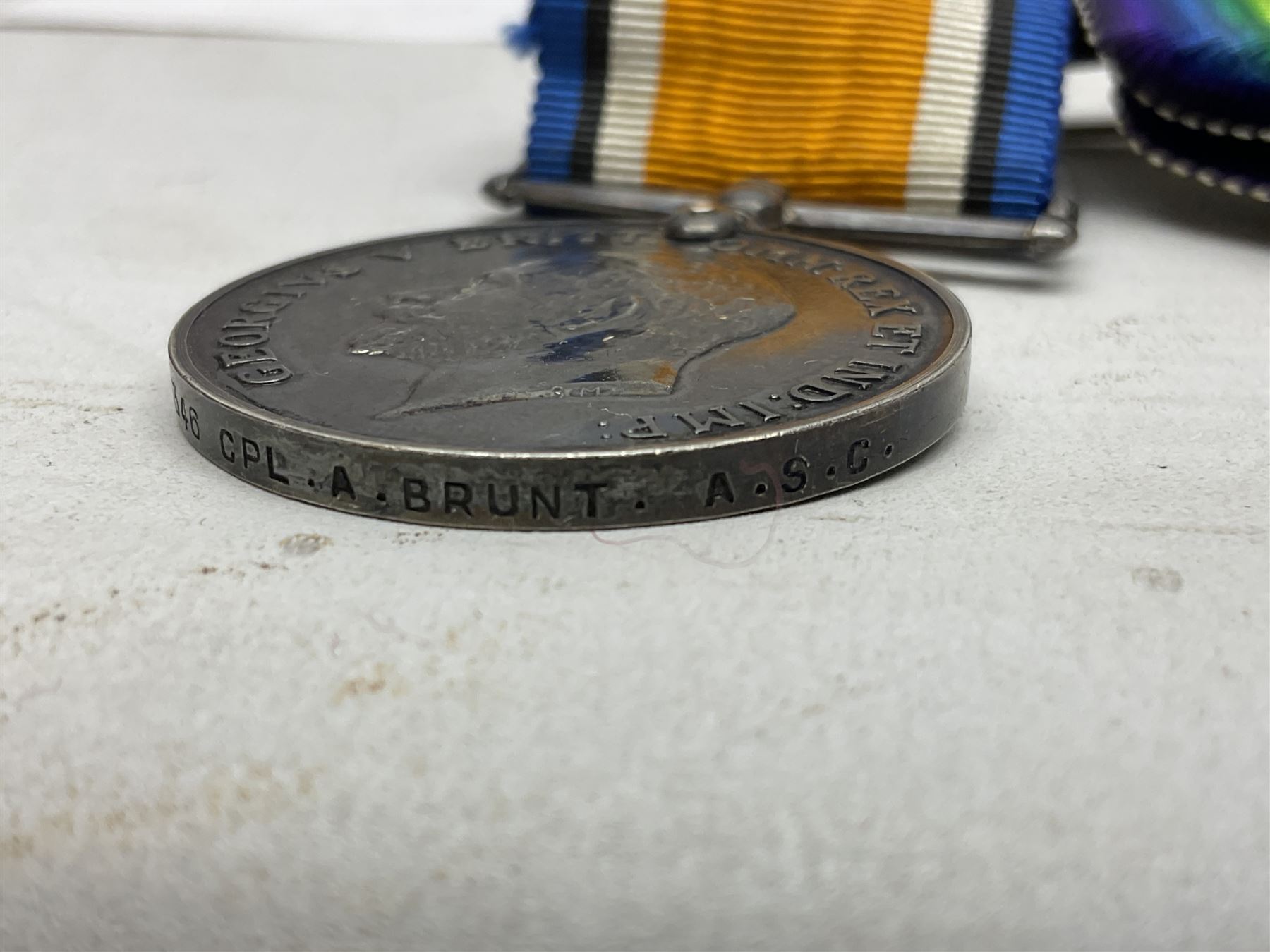 WW2 Soviet Union Order of the Red Star, engraved number verso 3504186; and WW1 pair of medals comprising British War Medal and Victory Medal awarded to S4-125346 Cpl. A. Brunt A.S.C. with ribbons and ribbon bar