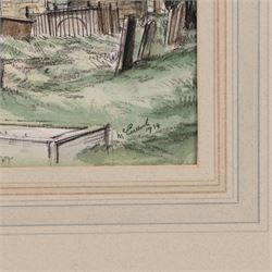 Joseph Ridley Ratcliffe McCulloch RBA (British 1893-1961): Collection of locations across North Yorkshire including 'Scarboro' Castle' and 'Whitby', five mixed media signed dated and titled max 19.5cm x 31.5cm (5) (unframed)