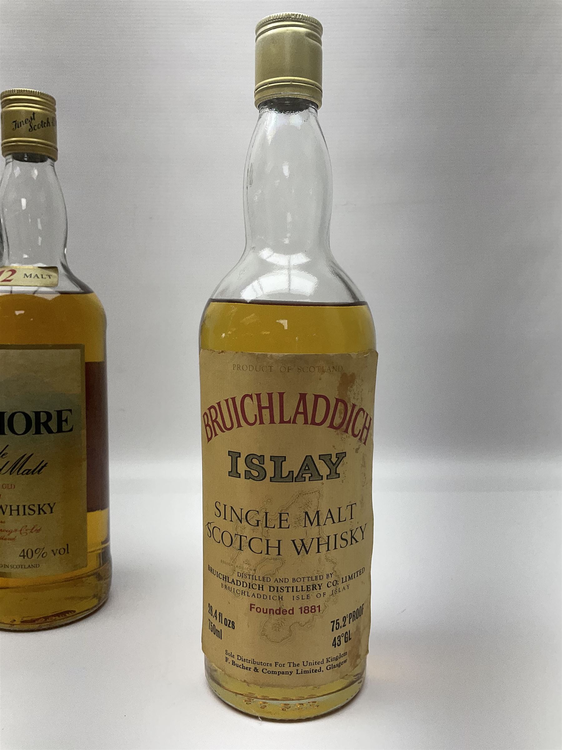 Five Single Malt Scotch Whiskys, including Aberlour Glenlivet 9 year old, Tamnavulin Glenlivet, Bruichladdich etc, various contents and proof (5)