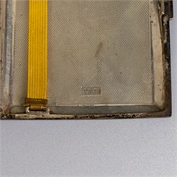 20th century silver cigarette case, with engine turned decoration, hallmarked William Neale & Son Ltd, Birmingham 1979