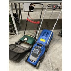 Hyundai 40V Li-Ion battery lawnmower, (no charger), and 400w corded lawn raker - THIS LOT IS TO BE COLLECTED BY APPOINTMENT FROM DUGGLEBY STORAGE, GREAT HILL, EASTFIELD, SCARBOROUGH, YO11 3TX