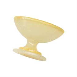 Agate open salt, of navette form, upon a stepped oval pedestal foot, H5cm