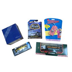 Five diecast models, including Carlton Thunderbirds Fab I, Corgi Eddi Stobart Scania Short...