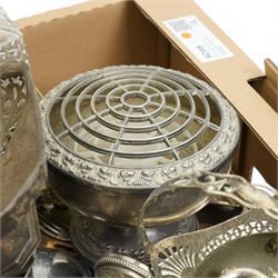 Plated tea set, cutlery and other items