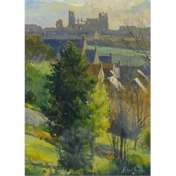  Robert Brindley (British 1949-): 'Whitby from Pannet Park', oil on artist's board signed 24cm x 17cm  DDS - Artist's resale rights may apply to this lot    