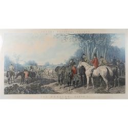 John Frederick Herring Senior (British 1795-1865): 'Fox Hunting - The Meet, The Find, The Run, The Kill',  set of four elephant folio aquatints by J. Harris, from Fores's National Sports, housed in ornate carved frames, aquatints 63cm x 114cm, overall size 88cm x 140cm (4)