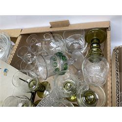 Quantity of glass ware to include boxed Pagoda Guzzini tumblers, Roemer type glasses with etched bowls, Caithness vase, other engraved glass, bowls, decanter, etc