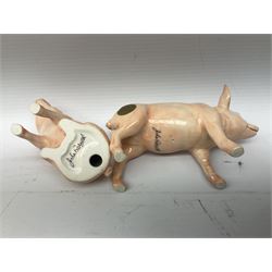 Collection of Beswick pig figures, to include John Beswick Little Likeables ‘Hide and Sleep’, white boar pig and John Beswick trio of pigs, all marked beneath (5)