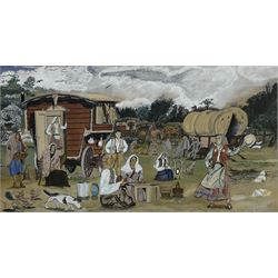 A R Price (British 19th/20th century): The Travellers, watercolour signed and dated 1902, 29cm x 56cm