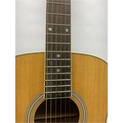 Woodstock model no.WHW41J203 acoustic guitar with mahogany back and sides and spruce top, serial no.2835 L102.5cm; in soft carrying case