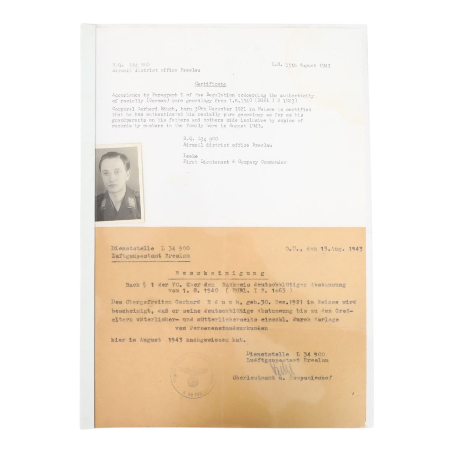 WWII Third Reich ephemera, including Army passes, provisional foreigner's passports, reports etc 