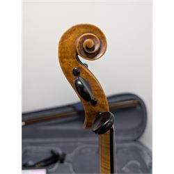 20th century violin, bearing label for Antonius and Hieronymus Amati, with bow stamped G. Werner, contained within fitted case