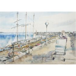 English School (20th Century): Folkestone Harbour, watercolour and ink signed Ludwig 39.5c...
