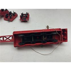 Hornby Dublo - 4620 Breakdown Crane No.133 in red with Match Trucks; boxed; another unboxed 4620 Breakdown Crane No.144 in black 'Cowans Sheldon' with Match Trucks; and nine Trackmaster goods wagons comprising three GW Open Wagons, two GW box vans, three NE Open Wagons and one NE Box Van; all boxed (11)