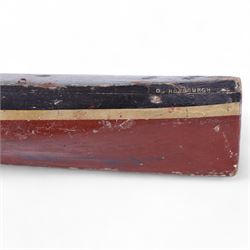 Wooden hull model of the Kirkcaldy fishing boat KY95 'Boy David' with painted decoration and inscribed 'D. Horsburgh Cullercoats'
