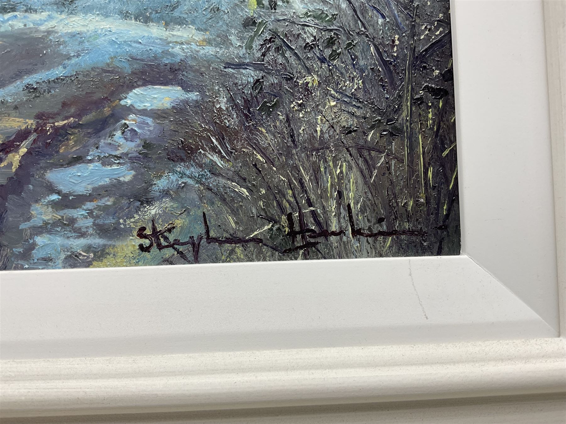 Stephen Hawkins (Britsh 1964-): A Winter's Morn, oil on board signed 24cm x 29cm 
Provenance: with Lairgate Galleries Beverley, receipt attached verso