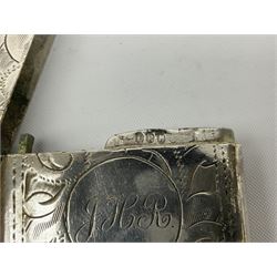 1920's century silver toped cut glass dressing table jar, hallmarked London 1921, together with a Victorian silver thimble, hallmarked Birmingham 1898, and a silver plated vesta case, (3)