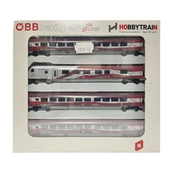Hobbytrain 'N' gauge - OBB Railjet 175 Jahre Edition 4-tlg. mit Steuerwagen four car set; boxed