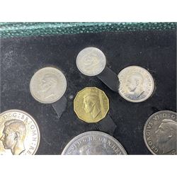 King George VI 1951 Festival of Britain ten coin proof set, housed in The Royal Mint green case
