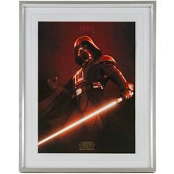 Five framed Cards Inc Star Wars Revenge of the Sith prints, comprising Mace Windu, Yoda, C-3PO, Darth Vader and R2-D2, the R2-D2 example signed by actor Kenny Baker, together with a collection of six smaller limited edition Star Wars art prints, largest H39cm (11)