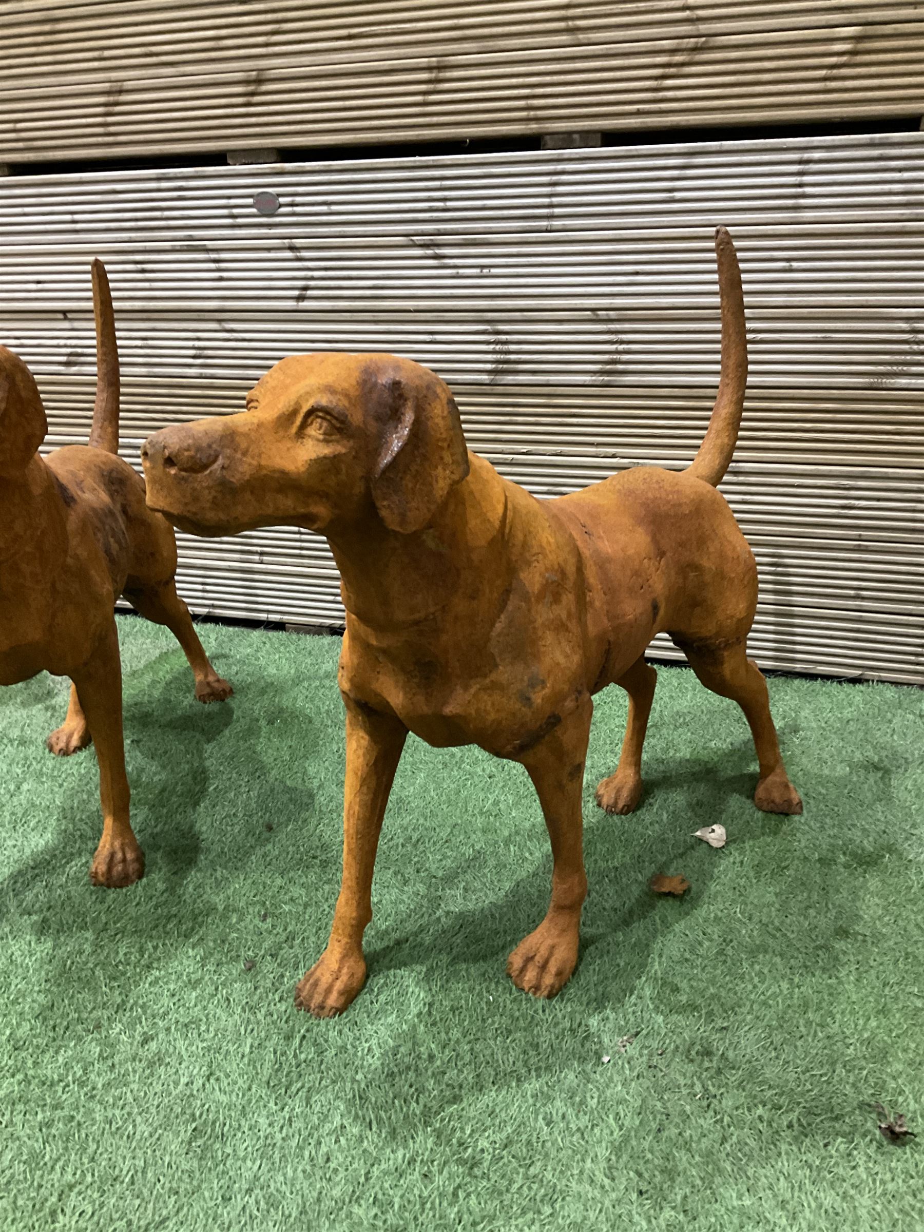 Pair of heavy cast iron garden Hunting dogs - THIS LOT IS TO BE COLLECTED BY APPOINTMENT FROM DUGGLEBY STORAGE, GREAT HILL, EASTFIELD, SCARBOROUGH, YO11 3TX