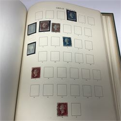 Great British Queen Victoria and later stamps, including perf penny reds, half penny 'bantam', King George V half crown seahorse, Queen Elizabeth II pre-decimal issues etc, housed in a green 'Windsor Album'
