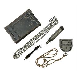 WW2 German - Lufft made compass marked ' Original Bezard ' with heliograph signalling mirror to interior; and a K98 rifle cleaning kit in original tin (2)
