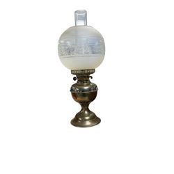 Brass oil lamp, together with coach horn and other collectables  