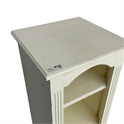 Cream painted pine narrow open bookcase