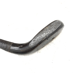 Golf - 19th century long nose club, the beech head marked McEwan with horn sole plate, inset lead weight and grooved face, hickory shaft and suede leather grip, L99cm  