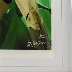 Five framed Cards Inc Star Wars Revenge of the Sith prints, comprising Mace Windu, Yoda, C-3PO, Darth Vader and R2-D2, the R2-D2 example signed by actor Kenny Baker, together with a collection of six smaller limited edition Star Wars art prints, largest H39cm (11)