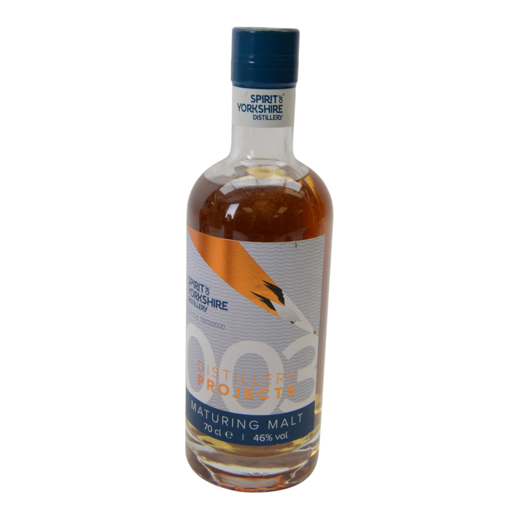 Spirit of Yorkshire Distillery, distillery projects maturing malts, full set of six, projects 001-004 70cl 46% vol and project 005, 006 50cl 46% vol