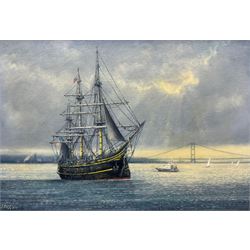Jack Rigg (British 1927-): Tall Ship 'Bounty' on the Humber, oil on board signed and dated 2007, 44cm x 65cm