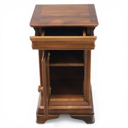 Willis & Gambier - 'Louis Philippe' French cherry bedside chest, with frieze drawer with moulded edge pull, above a single cabinet door, raised on bracket feet