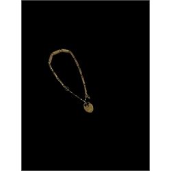 9ct gold three bar gate bracelet, with heart locket clasp, hallmarked