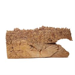 Ian Thompson (British 1947-): 'Green Man', sculpture carved from a single piece of figured...