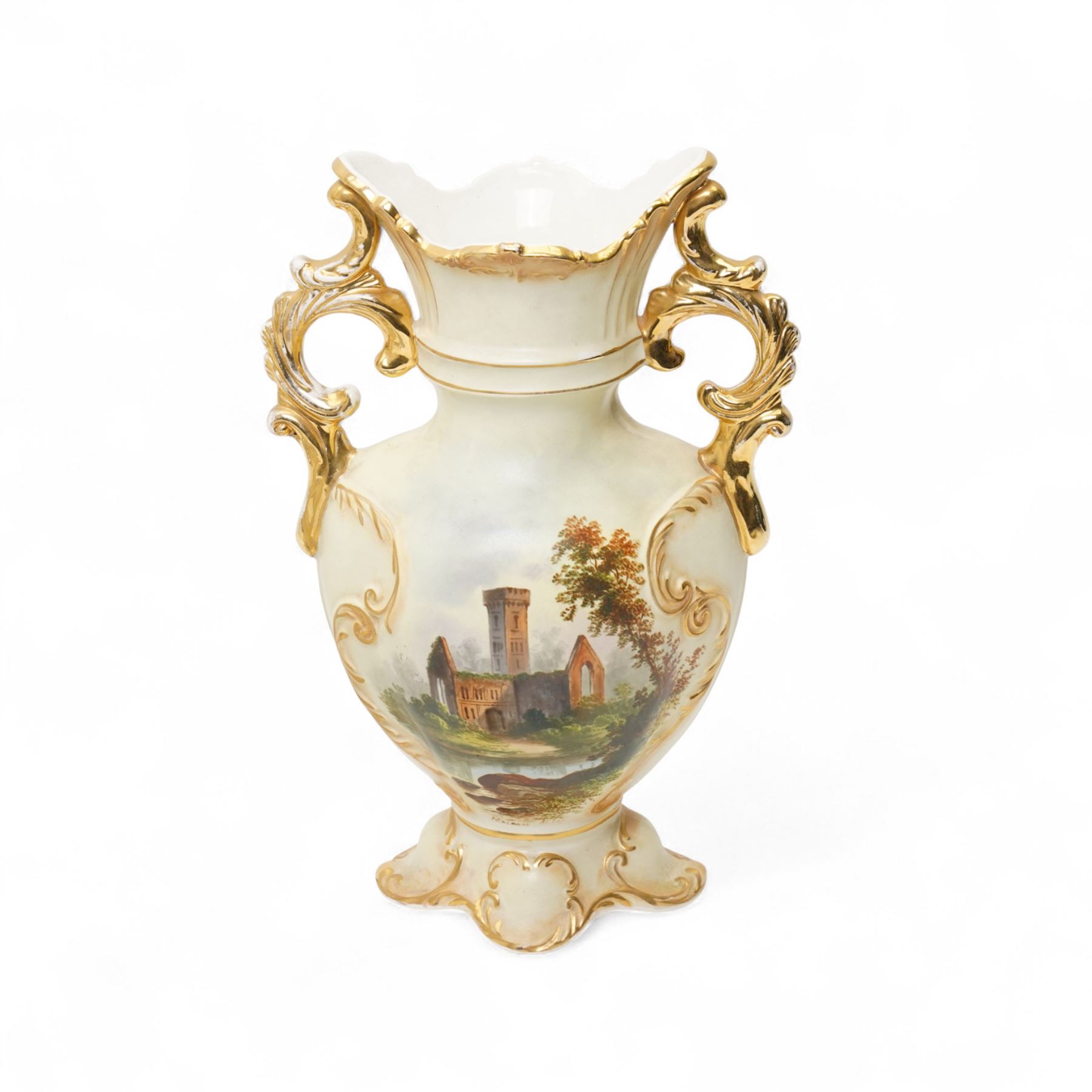 Two vases decorated with Fountains Abbey and Melrose Abbey, Imari charger and various Wedgwood jasperware items, in one box